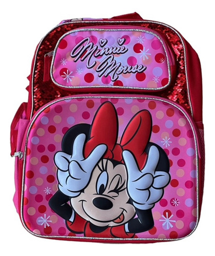 Mochila Minnie Mouse Mod 4 Con Lonchera Y  Llantas De Gel