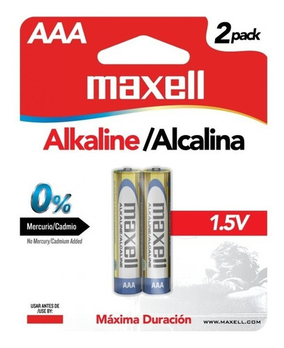 Pila Batería Alcalina A A A 2  Baterías Maxell