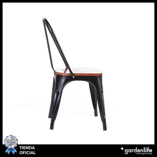 Silla Tolix Asiento De Madera Moderna Set X4 Gardenlife