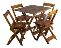 Comprar Mesa Jantar Dobravel 4 Cadeiras 70x70 Madeira Maciça De Lei Cor Mel Desenho do tecido das cadeiras Liso