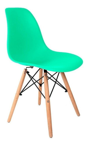 Cadeira de jantar Empório Tiffany Eames DSW Madera, estrutura de cor  verde-tiffany, 1 unidade