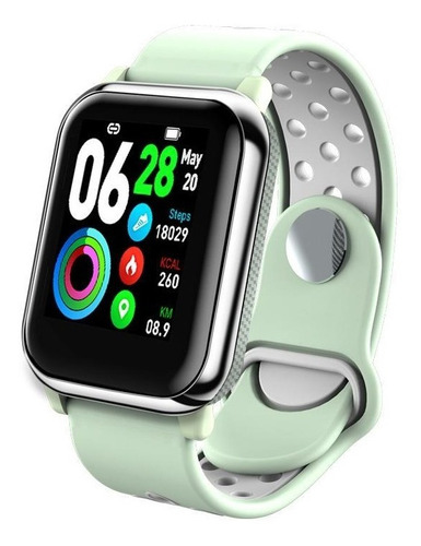 Reloj Inteligente Smartwatch Smartband Contra Agua Ky11 Color De La Caja Negro Color De La Correa Verde Menta