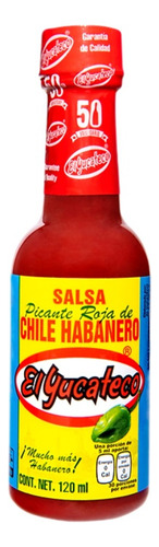 Salsa Picante Roja De Chile Habanero El Yucateco 120 Ml. 