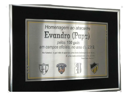 Placa De Homenagem Aço Inox Baixo Relevo