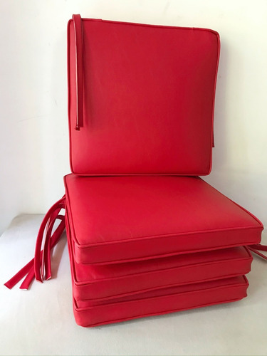 Imagen 4 de 8 de Almohadones Para Sillas Ecocuero Cuerina Con Tiritas