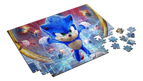 Imagem 1 de 9 de Quebra-cabeça Personalizado Sonic Movie 60 Peças Puzzle