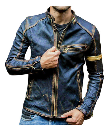 Chaqueta De Cuero, Suave, A La Moda Para Hombre, Color Puro,