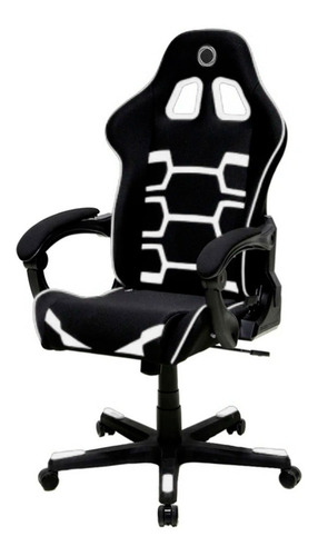 Imagen 2 de 4 de Silla de escritorio Nibio Savage NIB-GC112 gamer negra y blanca con tapizado de cuero sintético
