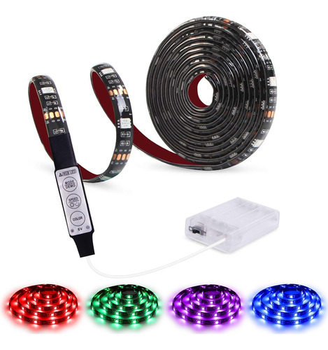 Luces De Tira Led Alimentadas Por Batería Rgb Luces De...