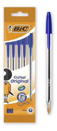 Lapiceras Ballpoint Bic Set 5 U Blue