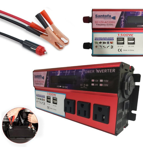 Inversor De Corriente 12v A 220v 1500w Pantalla Lcd 4 Usb 3 