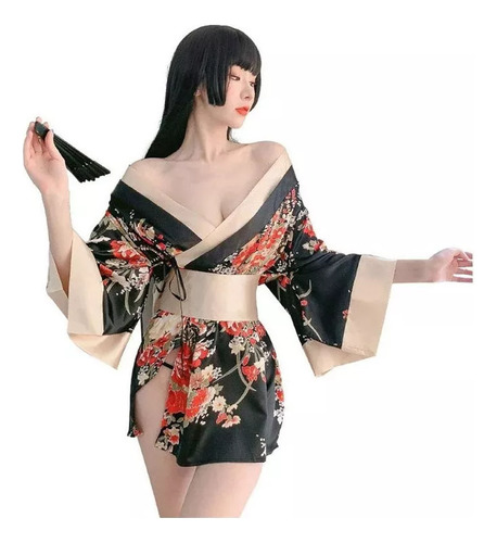 Disfraz De Kimono Estampado Para Cosplay, Lencería Erótica S