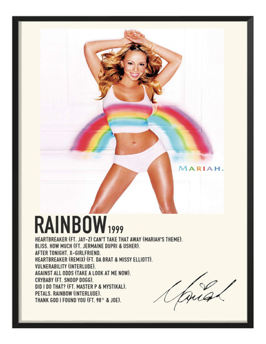 Cuadro Mariah Carey Album Music Tracklist Exitos Rainbox