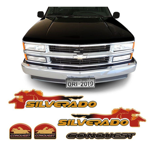 Kit Adesivos Silverado Conquest 1999/2000 Emblemas Resinados