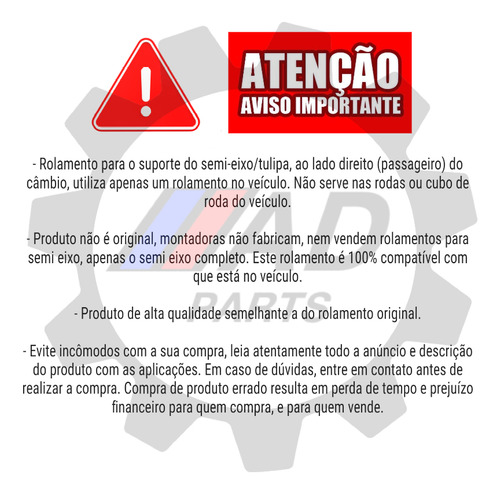 Rolamento De Suporte Semi Eixo Mazda Protege 1991 Até 2001