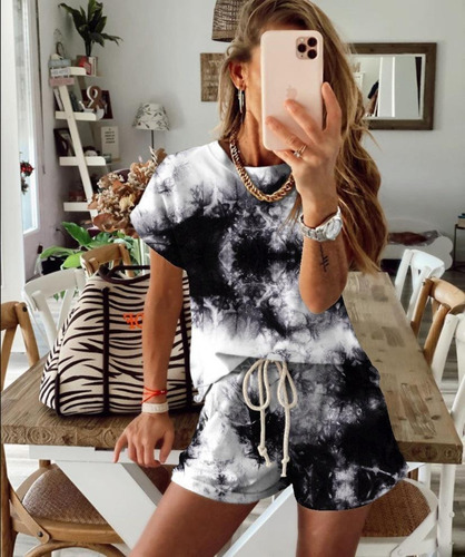 Imagen 2 de 6 de Pijama Mujer Batik 2 Piezas Short + Remera Moda Verano