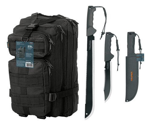 Combo De Machetes Doble Filo 18  Y 10  C/ Mochila Táctica