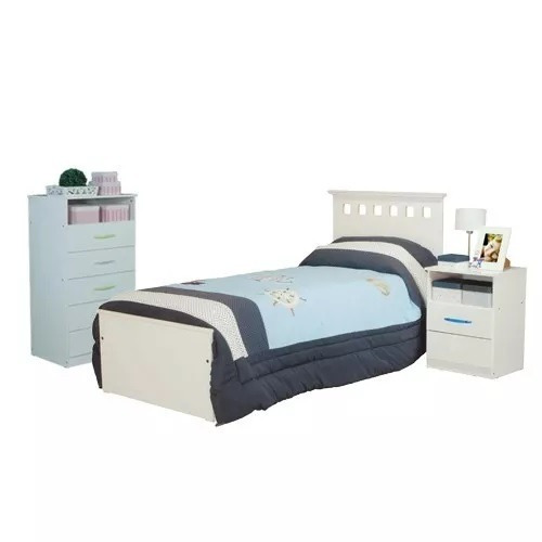 Combo Mosconi Cama 1 Plaza + Chiffonier + Mesa De Luz Beiro