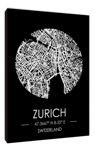 Cuadros Mapa Zúrich Varios Modelos 50x70