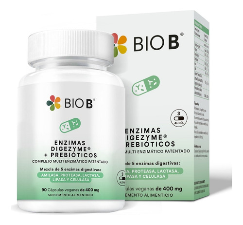 Bio B | Enzimas Digezyme® Prebióticos | 90 Cápsulas Veganas