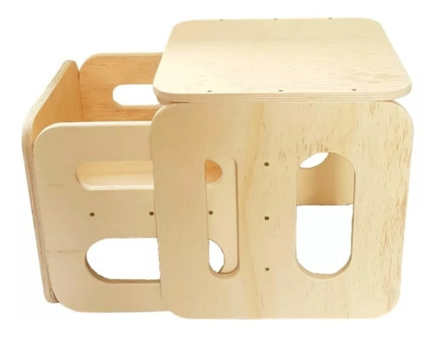 Conjunto Mesa E Cadeira Cubo Infantil  Natural 