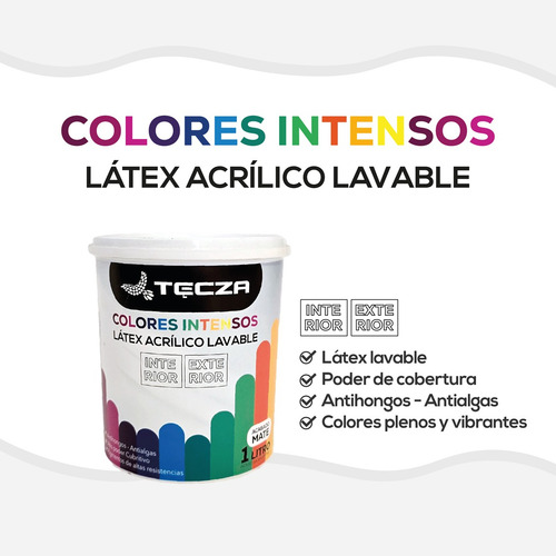 Pintura Latex Rosa Lavable 1 Litro Tecza Linea Colores Intensos Preparados Apto Interior Y Exterior Acabado Mate