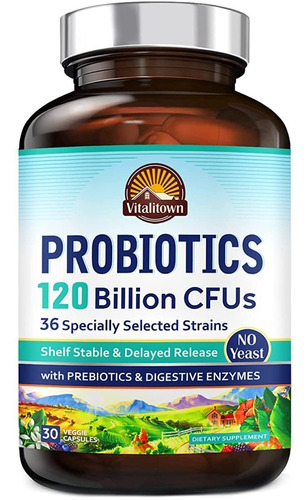 Probióticos En Capsulas 120 Billones Vitalitown 36 Cepas