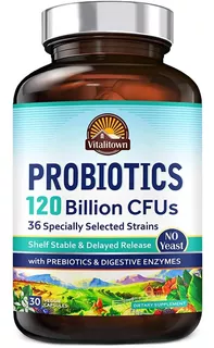 Probióticos En Capsulas 120 Billones Vitalitown 36 Cepas