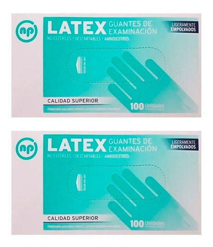 2 Guantes De Latex Descartable Examinación X 100 Unidades