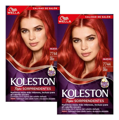 2 Pack Tinte Koleston 7744 Rojo Cobrizo Intenso Rojo Cobrizo Intenso
