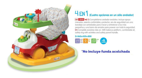 Andador Caminador Mecedor Bebe 4 En 1 Rondi