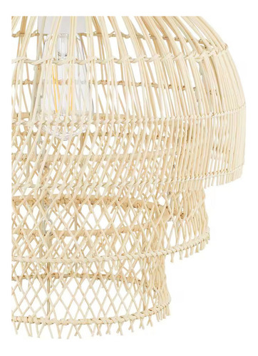 Lampara De Techo Colgante De Ratan 1 Luz Negro Mate Estructura Beige