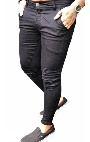 Imagem 2 de 6 de Calça Alfaiataria Sarja Social Skinny Masculina Com Elastano