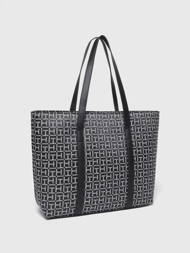 Bolsa Tote Negro Con Monograma De Mujer Tommy Hilfiger Negro