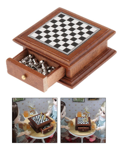 Juego de ajedrez de metal & Board casa de muñecas en miniatura escala 1.12 