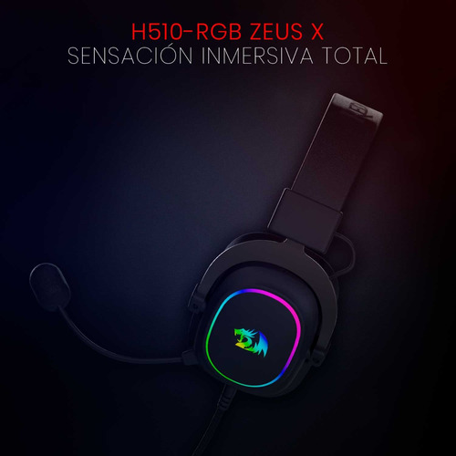 Fone De Ouvido Gamer Redragon Zeus X H510-rgb Preto Com Luz Preto