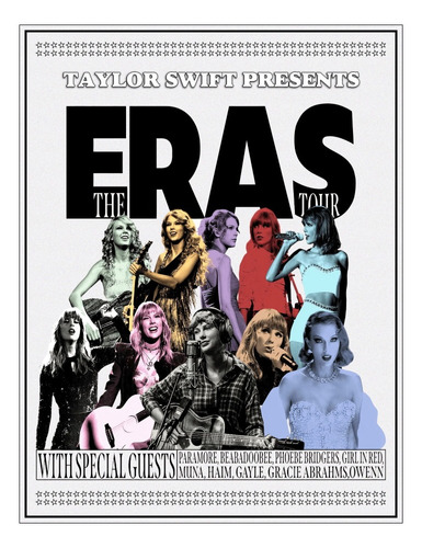 Poster Taylor Swift 30x40cm The Eras Tour --- Plastificado