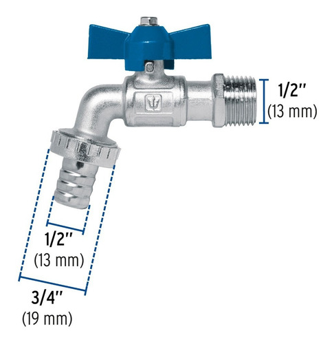 Llave De Esfera C/maneral Corto Cuerpo De Laton 1/2' Foset
