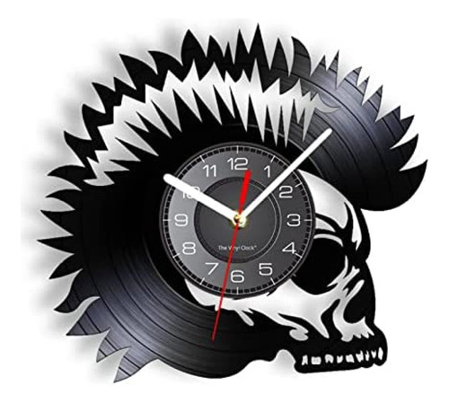 Reloj Pared 12  Calavera Punk Vinilo Terror Para Decoracion