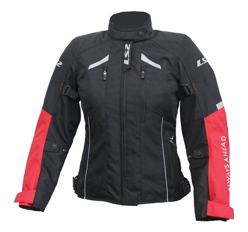 Campera Moto Cordura Mujer Ls2 Serra Negro Rojo Protecciones