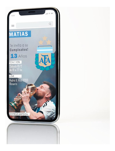 Tarjeta Invitación Cumple Digital Whatsapp Futbol Messi
