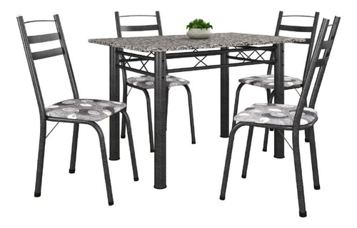 Conj De Mesa Itália Com 4 Cadeiras 1,20m Dark/granito