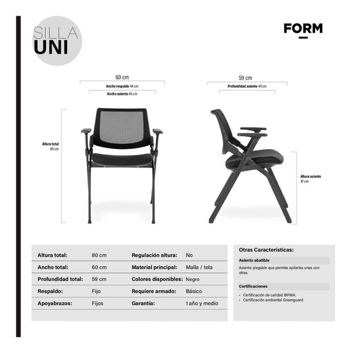 Silla Visita Uni Negra Form