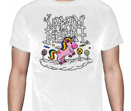 Napalm Death - Unicornio - Blanca - Metal / Rock - Polera