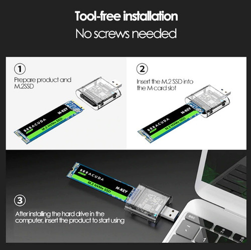 Imagen 3 de 7 de M.2 Adaptador Transpa Ssd A Tipo-c Para Pcie Ngff Sata M / B