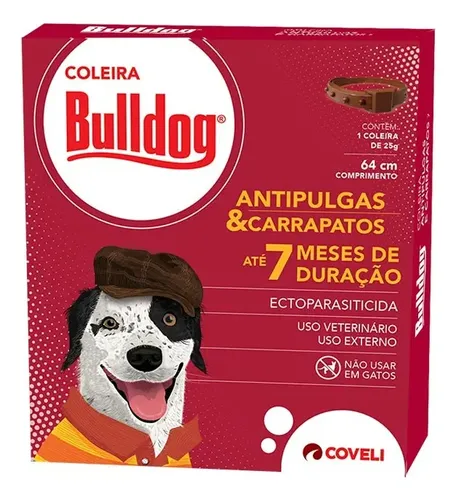Coleira Antipulgas Bulldog Coveli Para Cães Médios e Grandes 7 Me...
