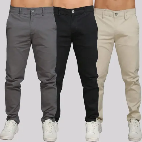Kit 3 Calça Sarja Masculina Calca Masculino C/lycra Elastano