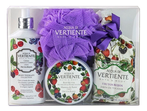 Vertiente Frutos Rojos Crema + Jabon + Esponja + Body Butter