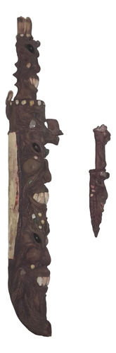 Antiguo Machete Tramontina Y Cuchillo Con Diseño Artesanal Marrón (Usado)