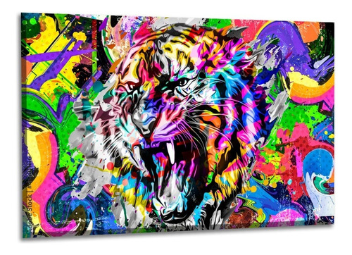 Cuadros Decorativos Abstracto Moderno Animales Colores 4k Color Tigre 1